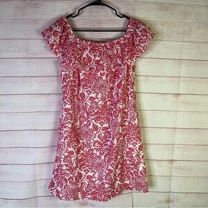 Tommy Bahama Pink White  On‎ Off Shoulder Harbour Eyelet Dress Size Small